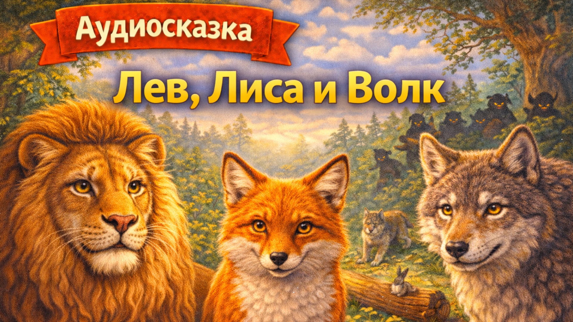 Лев, Лиса и Волк — забавная поучительная сказка