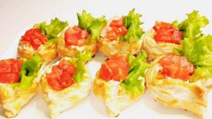 ЗАКУСКА ИЗ СЛОЁНОГО ТЕСТА  С КРАСНОЙ РЫБОЙ 😋👍