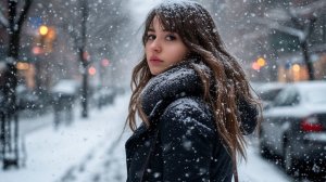 A snowstorm in a strange city