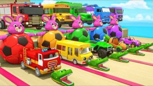 Семья пальчиков + Маленькая Акула + Колеса в автобусе - Красочные горки - Детские стишки