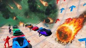 Гонки Машинок в ГТА|СУПЕРГЕРОИ КАТАЮТСЯ НА ТАЧКАХ|МОНСТЫ ПРОТИВ ЧЕЛОВЕКА ПАУКА | КРУТОЙ ТРАМПЛИН 9