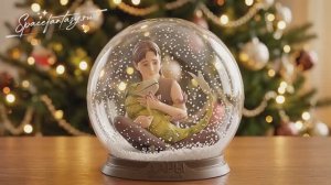 Новогодний снежный шар с модельками Эли и ее домашнего динозавра из комикса Дары бродячих льдов