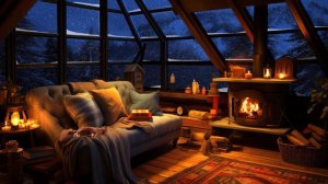 ❄️🔥 Расслабляющая метель для сна💤 Звуки метели с потрескиванием камина.