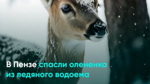 В Пензе спасли олененка из ледяного водоема