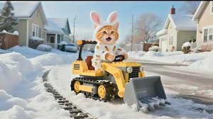 Мама-кошка устала! Котенок спасает положение с помощью снегоочистителя LEGO. Трогательная подборка