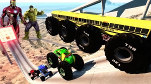 МУЛЬТИКИ ПРО МАШИНКИ Эпические прыжки и столкновения на скоростном монстр-траке Beamng Drive #115