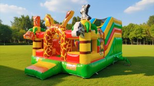 Коммерческий надувной батут Сафари-экскурсия, с горкой 5x4x2,8 м