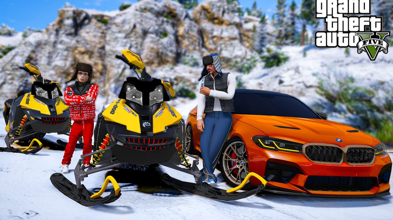 ОТЕЦ И СЫН В GTA 5 - ХАСАНИМ С СЫНОМ НА СНЕГОХОДАХ ПО СНЕГУ! УЛЕТЕЛ В КАНАВУ НА СНЕГОХОДЕ! 🌊ВОТЕР смотреть онлайн