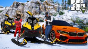 ОТЕЦ И СЫН В GTA 5 - ХАСАНИМ С СЫНОМ НА СНЕГОХОДАХ ПО СНЕГУ! УЛЕТЕЛ В КАНАВУ НА СНЕГОХОДЕ! 🌊ВОТЕР