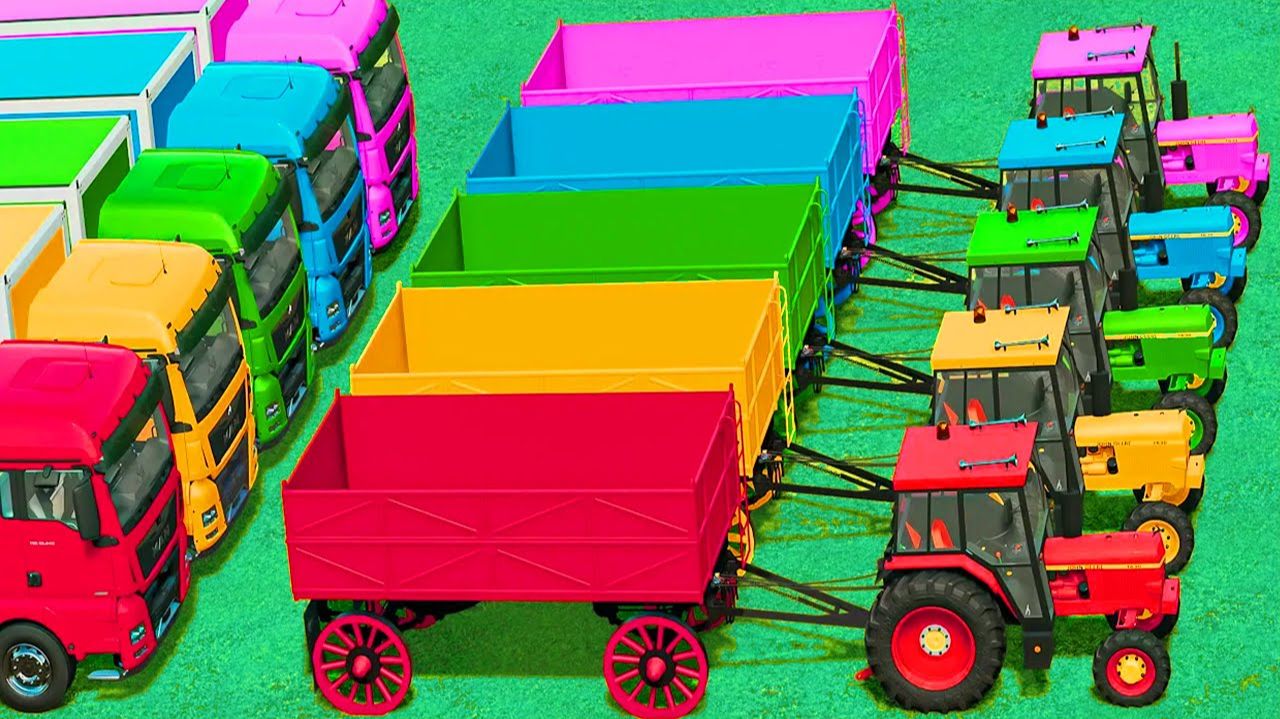 МАШИНКИ ВИДЕО ПРО МАШИНКИ ВОЗИМ ЗЕРНО НА ЦВЕТНЫХ ТРАКТОРАХ ЦВЕТНЫЕ МАШИНКИ ИГРУШКИ МАШИНКИ