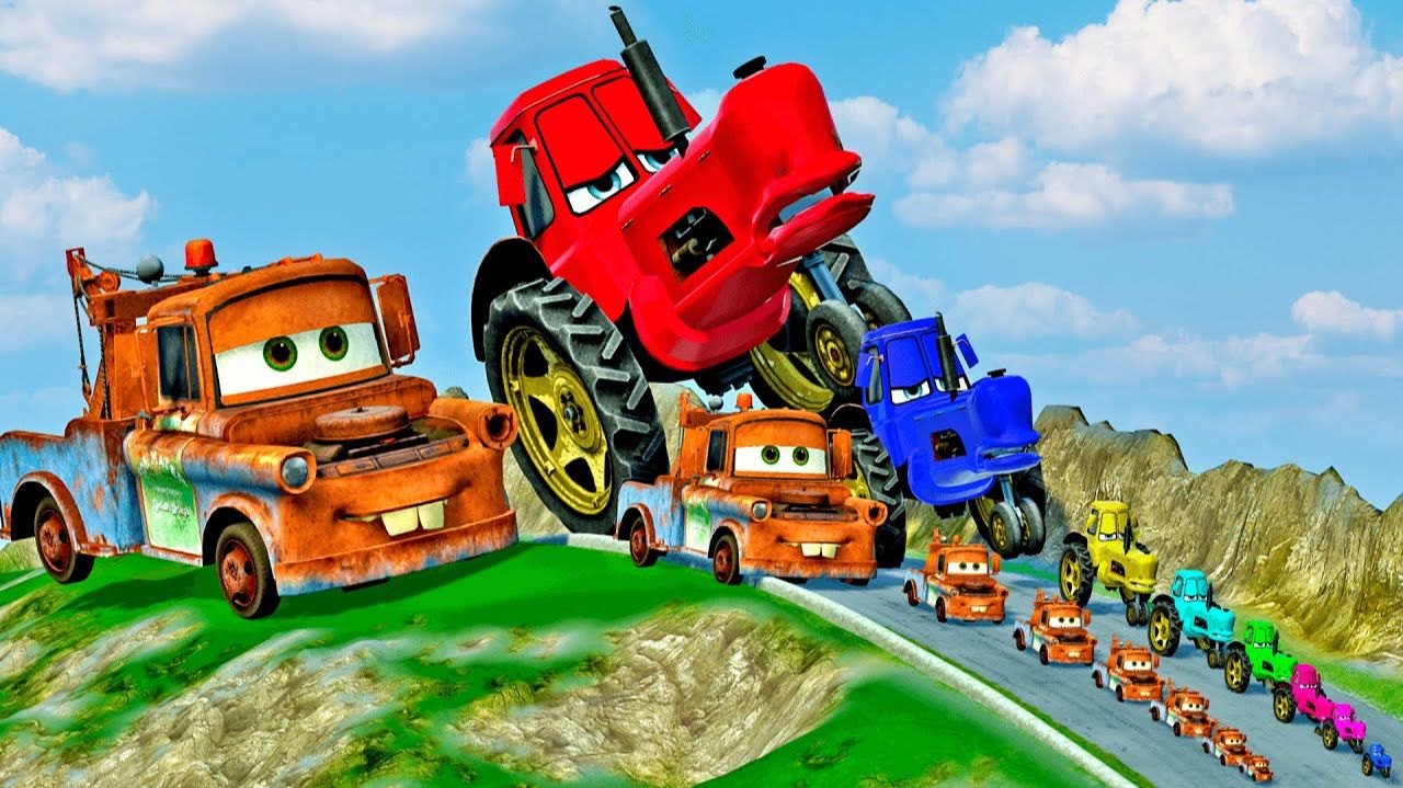 Мэтр против Трактора! Машинки Молнии Маквин соревнуются в спуске! смотреть онлайн