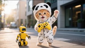 Мама-кошка награждает Джинджер роботом за успехи в тестировании