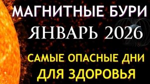 Магнитные бури в Январе 2026. Неблагоприятные дни