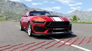 Массовые автомобильные аварии с разбивкой по полосам с шипами #152 – BeamNG Drive