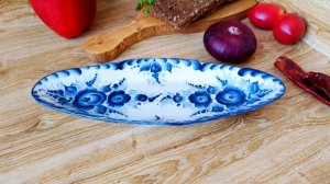 Селедочница "Большая", гжельский фарфор
