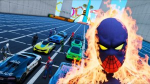 Гонки Машинок в ГТА|СУПЕРГЕРОИ КАТАЮТСЯ НА ТАЧКАХ|МОНСТЫ ПРОТИВ ЧЕЛОВЕКА ПАУКА | КРУТОЙ ТРАМПЛИН 1