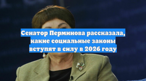Сенатор Перминова рассказала, какие социальные законы вступят в силу в 2026 году