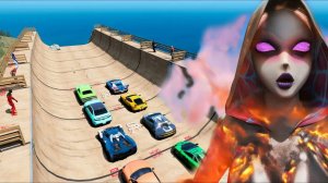 Гонки Машинок в ГТА|СУПЕРГЕРОИ КАТАЮТСЯ НА ТАЧКАХ|МОНСТЫ ПРОТИВ ЧЕЛОВЕКА ПАУКА | КРУТОЙ ТРАМПЛИН 4