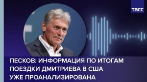 Песков: информация по итогам поездки Дмитриева в США уже проанализирована