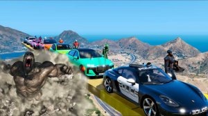 Гонки Машинок в ГТА|СУПЕРГЕРОИ КАТАЮТСЯ НА ТАЧКАХ|МОНСТЫ ПРОТИВ ЧЕЛОВЕКА ПАУКА | КРУТОЙ ТРАМПЛИН 5