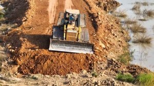 The New Project DumpTruck TRAGO 25,5TON Unloading Land With Bulldozer Push Land To Contruction Road