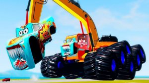 ЭПИЧНЫЙ ПОБЕГ от ГРУЗОВИКА-МОНСТРА С ДВОЙНЫМ ЭКСКАВАТОРОМ ПРОТИВ АВТОМОБИЛЯ-ПАУКА В BEAMNG DRIVE