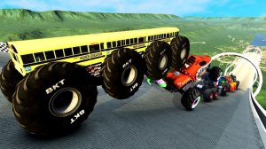 МУЛЬТИКИ ПРО МАШИНКИ Эпические прыжки и столкновения на скоростном монстр-траке Beamng Drive #118