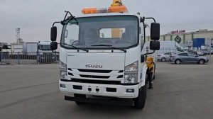 ИСУЗУ ISUZU эвакуатор с КМУ XCMG SQS-100-4 с съемными и откидными алюминиевыми бортами и корзиной 1