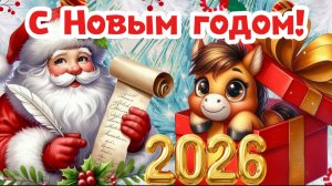 С Новым годом 2026! 🎅✨ Год Лошади 🐎❄️ Красивое новогоднее поздравление | Видео-открытка
