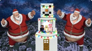 ⛄️ПОСТРОИЛИ ДОМ Внутри СНЕГОВИКА от ЗЛОГО ДЕД МОРОЗА в Майнкрафт! НУБИК
