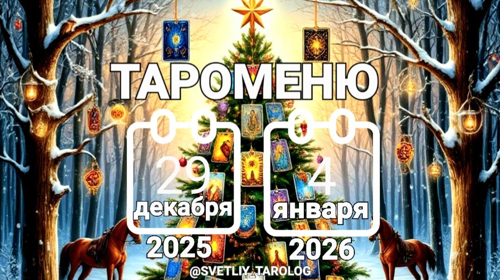 🔮 🀄 🎄 ТАРОМЕНЮ с 29 декабря 2025 года по 4 января 2026 года 🔮 смотреть онлайн