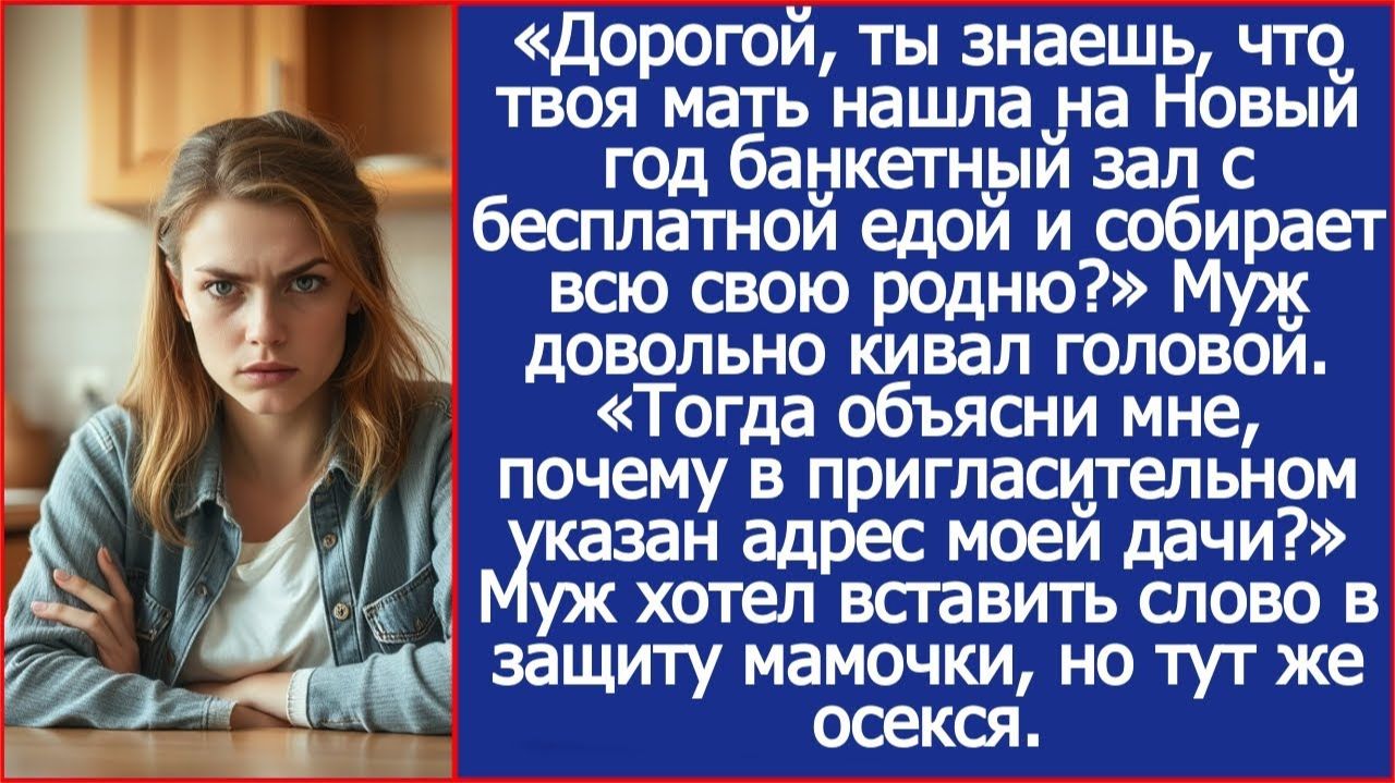 Дорогой, объясни мне, почему в пригласительном на банкет твоей мамы указан адрес моей дачи. смотреть онлайн