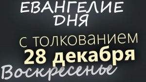 28 декабря Воскресенье Евангелие дня 2025 с толкованием Рождественский пост