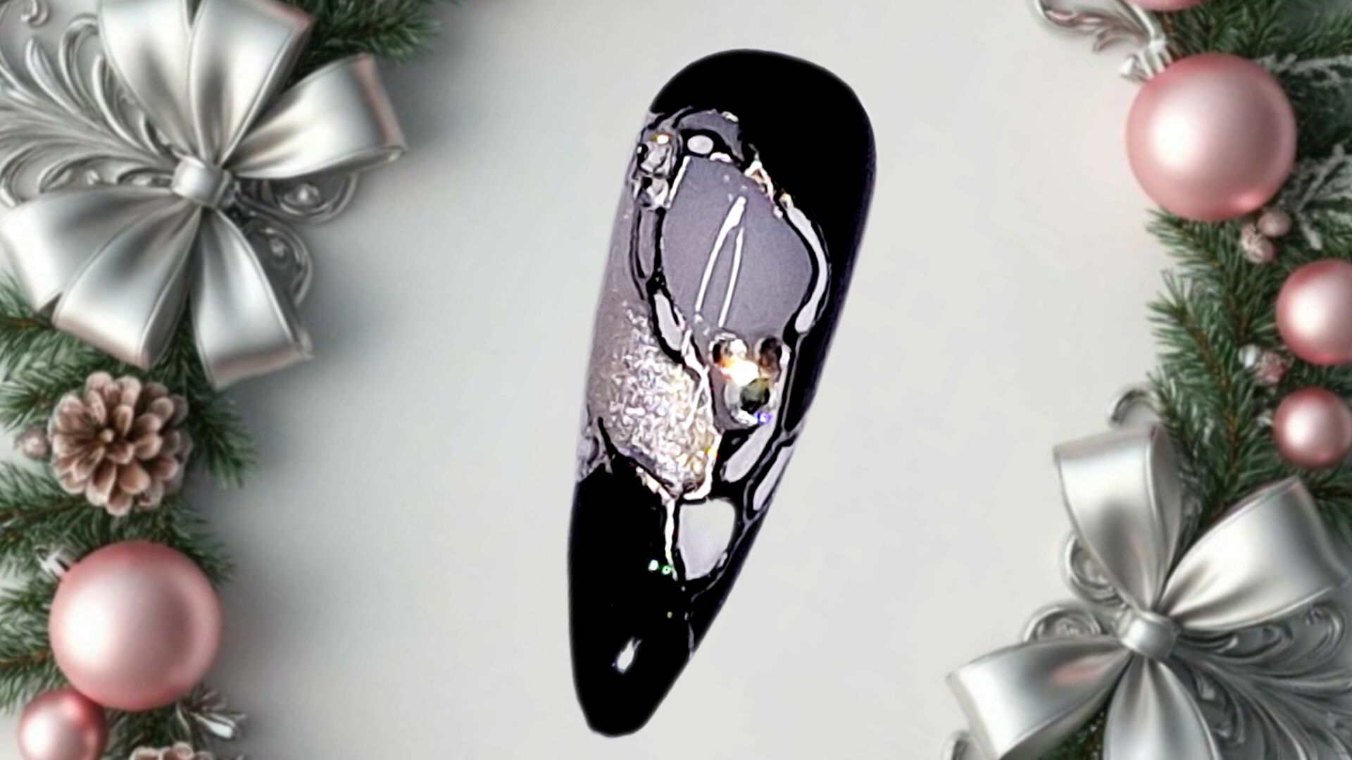 Новогодние фантазии.  Идея праздничного маникюра. МК смотреть онлайн