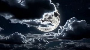 Луна, ночное небо, облака