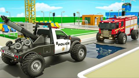 Спаси пожарную машину | Большая лужа против монстров на колесах | Детские стишки и песенки смотреть онлайн