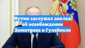 Путин заслушал доклад об освобождении Димитрова и Гуляйполя