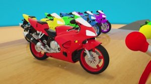 Учим цвета на английском! Мотоцикл против школьного автобуса! Детские мультики про машинки!