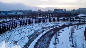 Заснеженный парк Галицкого в Краснодаре..