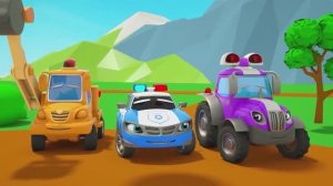 Полицейская машина патрулирует улицы! Мусоровоз собирает мусор! Детские мультики про машинки!