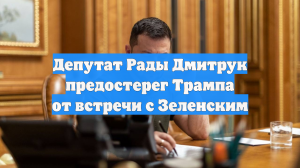 Депутат Рады Дмитрук призвал Трампа не встречаться с Зеленским