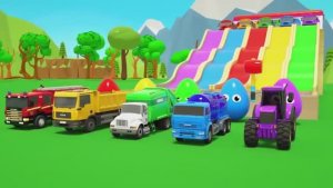 Учим цвета для детишек! Футбольные мячи скатываем Вниз с горки! Детские мультики про машинки!