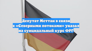 Депутат Меттан в связи с «Северными потоками» указал на суицидальный курс ФРГ