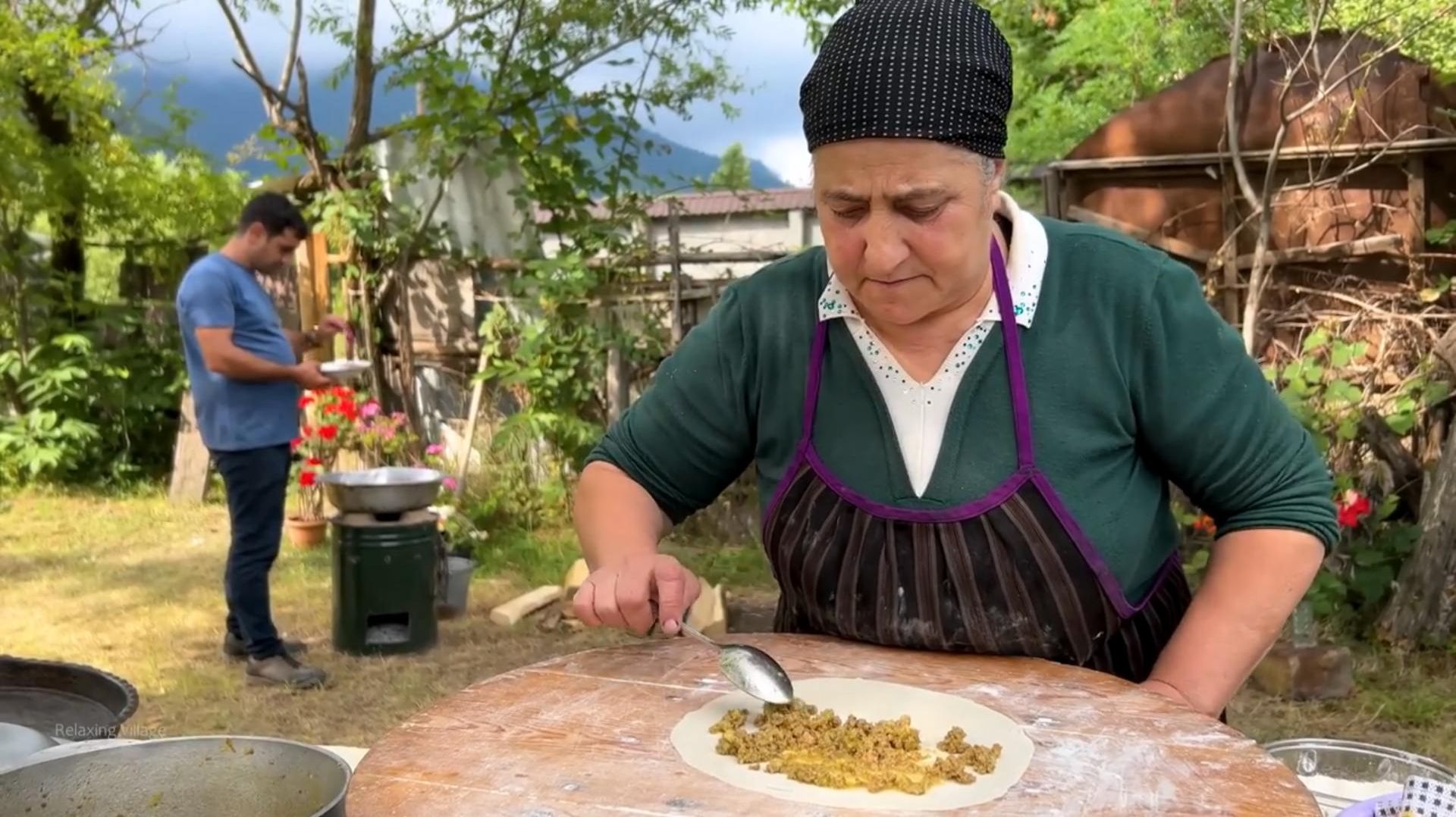 БЛЮДО САДЖ  ШАУРМА С КУРИЦЕЙ   МЯСНАЯ КУТЬЯ Азербайджанская Кухня Деревенская Кухня  Рецепты смотреть онлайн