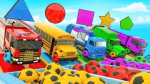 Изучаем цвета и фигуры! Детские машинки, фрукты и футбольные мячи! Детские стишки и песни!