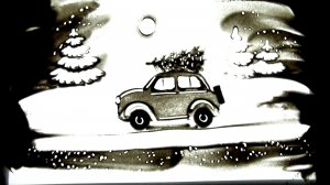 Мастер -класс по песочной анимации Машина с елкой