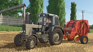 МТЗ-82 прессование соломы в тюки. Farming Simulator 25 Сосновка