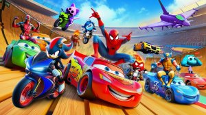 МУЛЬТИК ДЛЯ ДЕТЕЙ | МОЛНИЯ МАКВИН И ЧЕЛОВЕК ПАУК ВЕСЁЛЫЕ ГОНКИ МАШИНКИ ЛЕТАЮТ И ПРЫГАЮТ!