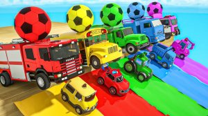 Мультики про машинки для детишек - Футбольные мячи и забавные грузовики - Детские стишки и песни