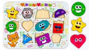 Геометрические Фигуры в Деревянной Подложке. Английские Слова!